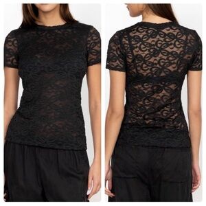Johnny Was Astrid Black Lace Blouse Size XS